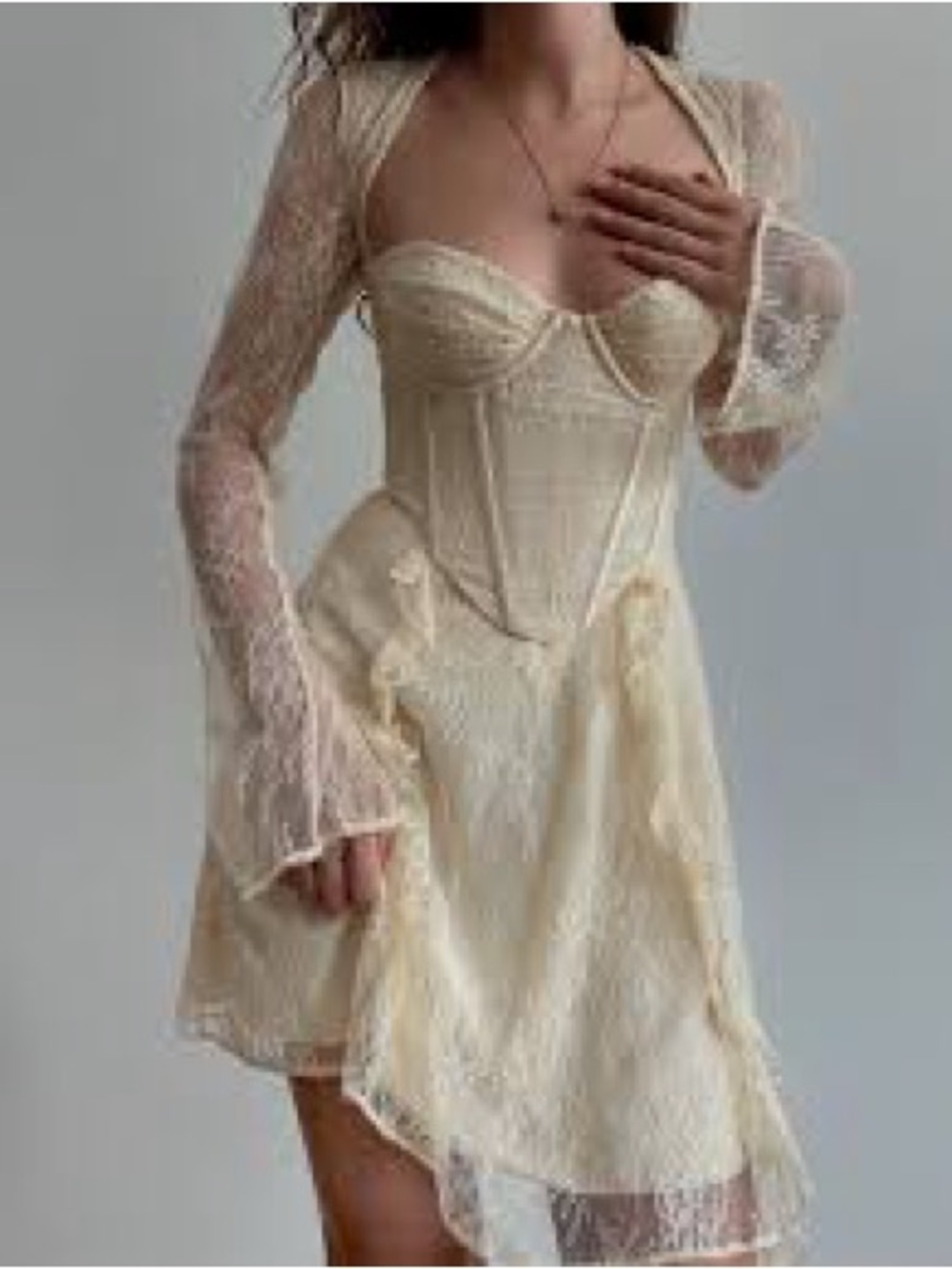 Oh Polly Lace Corset Mini Dress in Ivory - Picture 4 of 4
